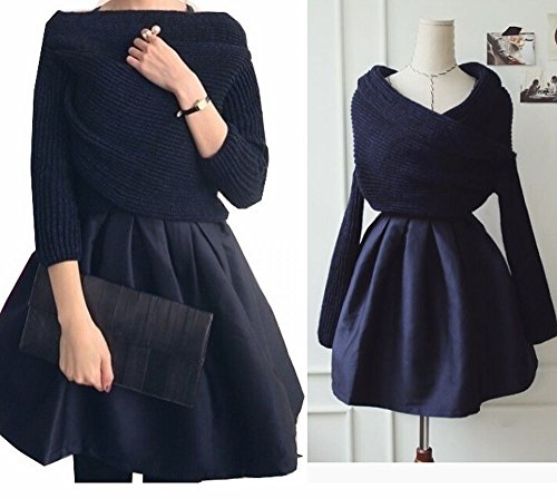 (リリレナ)LiLiRena　アンバランス　ニット　＆　バッククロス タフタン　ワンピース　セットアップ　ドレス　結婚式　二次会 100302-j2