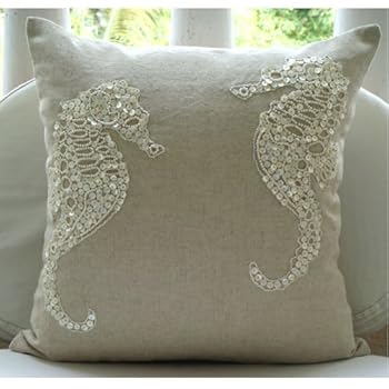 Compare Sea Horse Pearls 26x26 Inches Square Decorative Throw