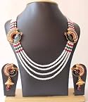Necklace sets - GORGEOUS UNIQUE GOLD TONE MEENAWORK POLKI PEARL PEACOCK JEWELLERY SET