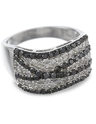 Sterling Silver Black and White Diamond Ring (1.5 cttw)