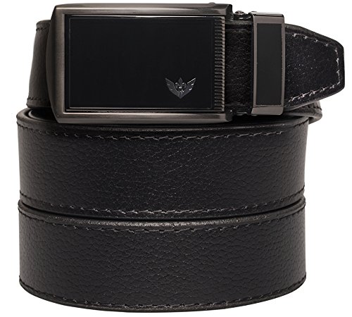 SlideBelts Men's Winged Black Leather Ratchet Belt - Custom Fit