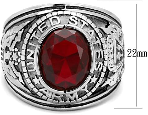 Stainless Steel "United States Army" Men's CZ Military Ring