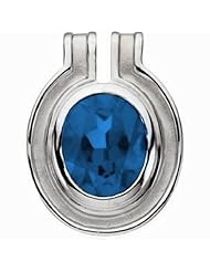 14K White Gold Oval Cut Chatham Created Sapphire Pendant -- LIFETIME WARRANTY