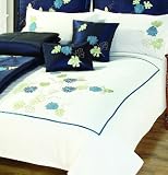 Morgan Blue Green Embroidered Floral Double Duvet Quilt Cover