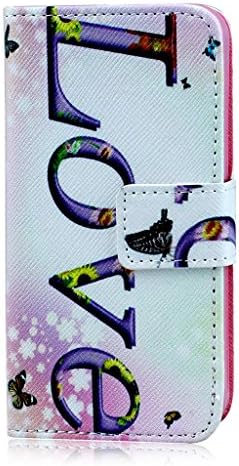 Love Print Design Wallet Leather Flip Folio Magnetic Skin Tpu Case Cover Card Slots for Apple iPhone 5 5S