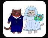 Mouse Pad with bride, wedding, cat, groom, marriage