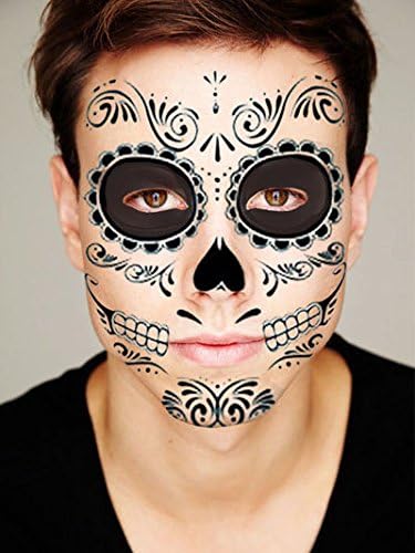 Sugar Skull Temporary Face Tattoo - Skull Face - Day of the Dead - Calavera - Halloween Costume