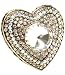 Big Crystal Heart Locket Stretch Ring Poison Antique Gold Tone