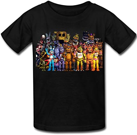 CoolflyFan Kid's O Neck Cotton Five Night T-shirts (L, Black)