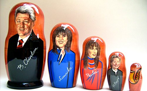 Childrens Toyshop  Toys : Russian Nesting Doll Clinton, Monica, Paula, Hillary and Saxophone REAR 5 Pcs / 7in set #DSCI 40