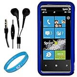 Blue 2 Piece Snap On Crystal Case for HTC Arrive + INCLUDES!!! Black Handsf ....