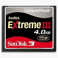 SanDisk SDCFX3-004G-A31 4 GB Extreme III CompactFlash Card (Retail Package)