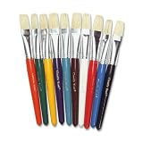 Charles Leonard Brushes, Stubby Flat, Green, Black, Blue, Red, Turqouise, Orange, Purple, Yellowl, White, Brown, 10/Set (73290)