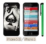 Apple Iphone 5S Or Iphone 5 Premium Pretty Design Protector Hard Cover Case / 1 of New Assorted Color Metal Stylus Touch Screen Pen (Black Silver Ace Skull)