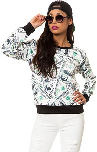 Style Hunter Women's Faces Crewneck Sweatshirt Large Black