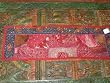 Ethnic India Red Beaded Antique Wall Hanging Sari Tapestry Table Runner