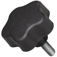 DimcoGray Black Thermoplastic 5 Lobe Fluted Soft Feel Knob Female, Zinc Stud: 3/8-16" Thread x 1" Depth, 2-3/8" Diameter x 1-5/8" Height x 3/4" Hub Dia x 11/16" Hub Length (Pack of 10)