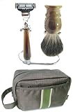 Badger Brush Gillette Mach 3 Razor with Stand and Kit Shaving Set Brown