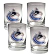 Vancouver Canucks 4pc Rocks Glass Set - Primary Logo NHL Hockey