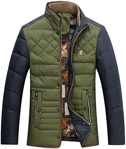 Shemen Mens Duck Down Jacket Coat Fur Collar Trench Outerwear Hoody