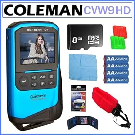 Coleman CVW9HD Xtreme Video Full 1080p HD Wateproof Camcorder in Blue + 8GB Accessory Kit by Coleman