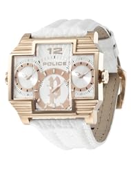 Police Men's PL-13088JSR/04 Hammerhead Rectangular Rose Gold IP Tri-Dial Leather Watch