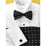 Paul Fredrick Trim Fit Performance White-on-White 5-Pleat Tuxedo Shirt