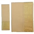 Brokat Sari beige traditionelles Wickelkleid aus Indien mit Blusenstoff und Wickelanleitung