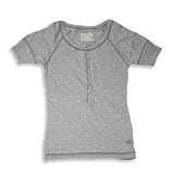 Jade - Girls Short Sleeved Henley Style Tee, Grey