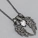 Bling Bling Womens Necklace, Angel Wings with Stones & Heart, Hematite Black