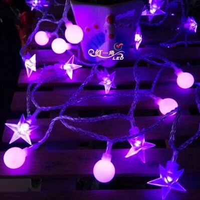 The Lights Flashing Light Stars Ball Lamp Bulb Decorative Lamp Room Romantic Outdoor LED Christmas Lights ( Color : Violet , Size : Battery-A )