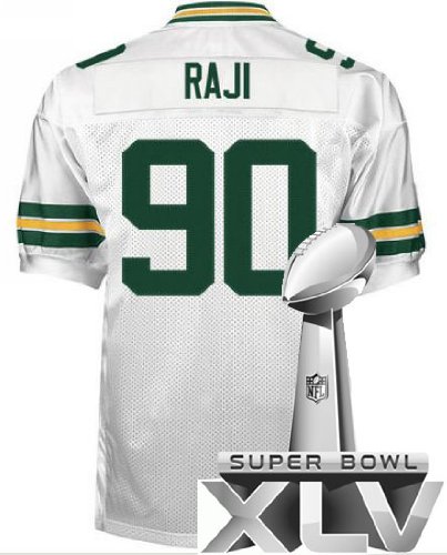Green Bay Packers 90 B. J. Raji White Super Bowl NFL Jerseys Authentic Football Jersey Size 48-56 (Please Select the Size When You Order, Can Do Drop Shipping)