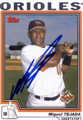 Miguel Tejada Autographed/Hand Signed 2004 Topps No.375 Baseball Card