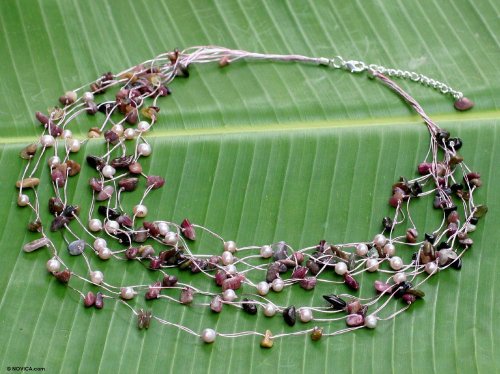 Pearl and Tourmaline Strand Necklace Cascade