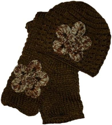 Tom Girls Clothing Girls Flower Scarf Hat Set- One Size Mocha