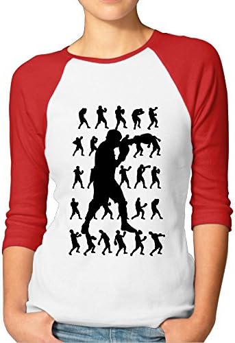 JUN Women's 3/4 Sleeve Football The Fist Short Tee Red M