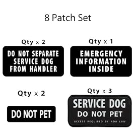 SERVICE DOG Black Rectangle Combo 8-Patch Set