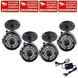 VideoSecu 4 Channel USB 2.0 Network DVR Security Camera System, including 4 Day Night Vision Security Cameras with Audio and 1 of 4 Channel Power Supply WAG