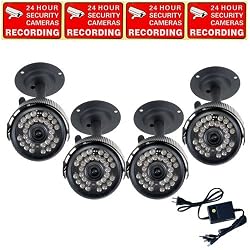 VideoSecu 4 Channel USB 2.0 Network DVR Security Camera System, including 4 Day Night Vision Security Cameras with Audio and 1 of 4 Channel Power Supply WAG