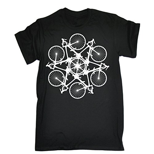 123t Slogans Men's BICYCLE CIRCLE ... KALEIDOSPOKE DESIGN (3XL - BLACK) LOOSE FIT T-SHIRT