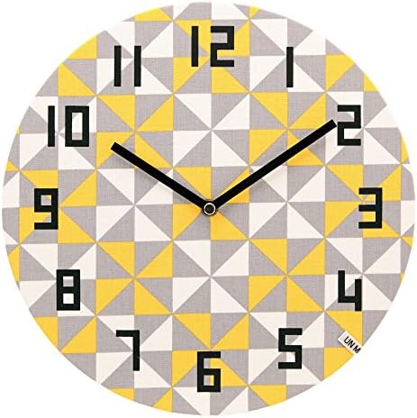 Silent Non-Ticking Wall Clock Unminuto - Textile Northern Europe Geometric (Yellow)
