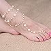 Sandistore Womens Beach Imitation Pearl Barefoot Sandal Foot Jewelry Anklet Chain