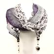 Heart Toggle End Summer Light Scarf Shawl Wrap Gray with Purple