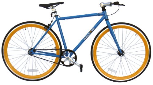 Galaxie 700C Fixie Fixed Gear Single Speed Road Bike (48cm, Blue / Orange)