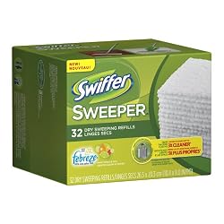 Swiffer Sweeper Dry Mopping Cloths, Mop and Broom Floor Cleaner Refills, Febreze Sweet Citrus and Zest Scent, 32-Count (pack of 3) (Packaging May Vary)