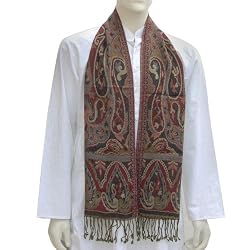 Wool Scarves Mens Winter Clothes Jacquard Design 12 x 60 inches