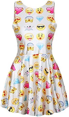 Women In Love Emoticons Printed Skater Dress