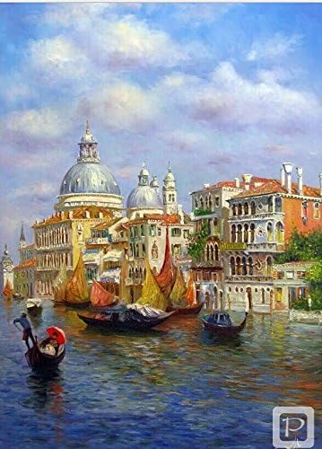 DIY Fans® New Paint by Number Kits for Adults Kids - Water Castle Town 16x20 inch Linen Canvas without Wooden Frame