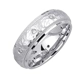 Beverly Diamonds Mens 14K WHITE GOLD DIAMOND WEDDING BAND RING Round-Shape
