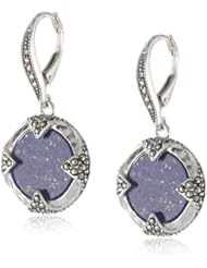 Judith Jack "Coins" Sterling Silver, Marcasite and Lapis Mini Coin Drop Earrings